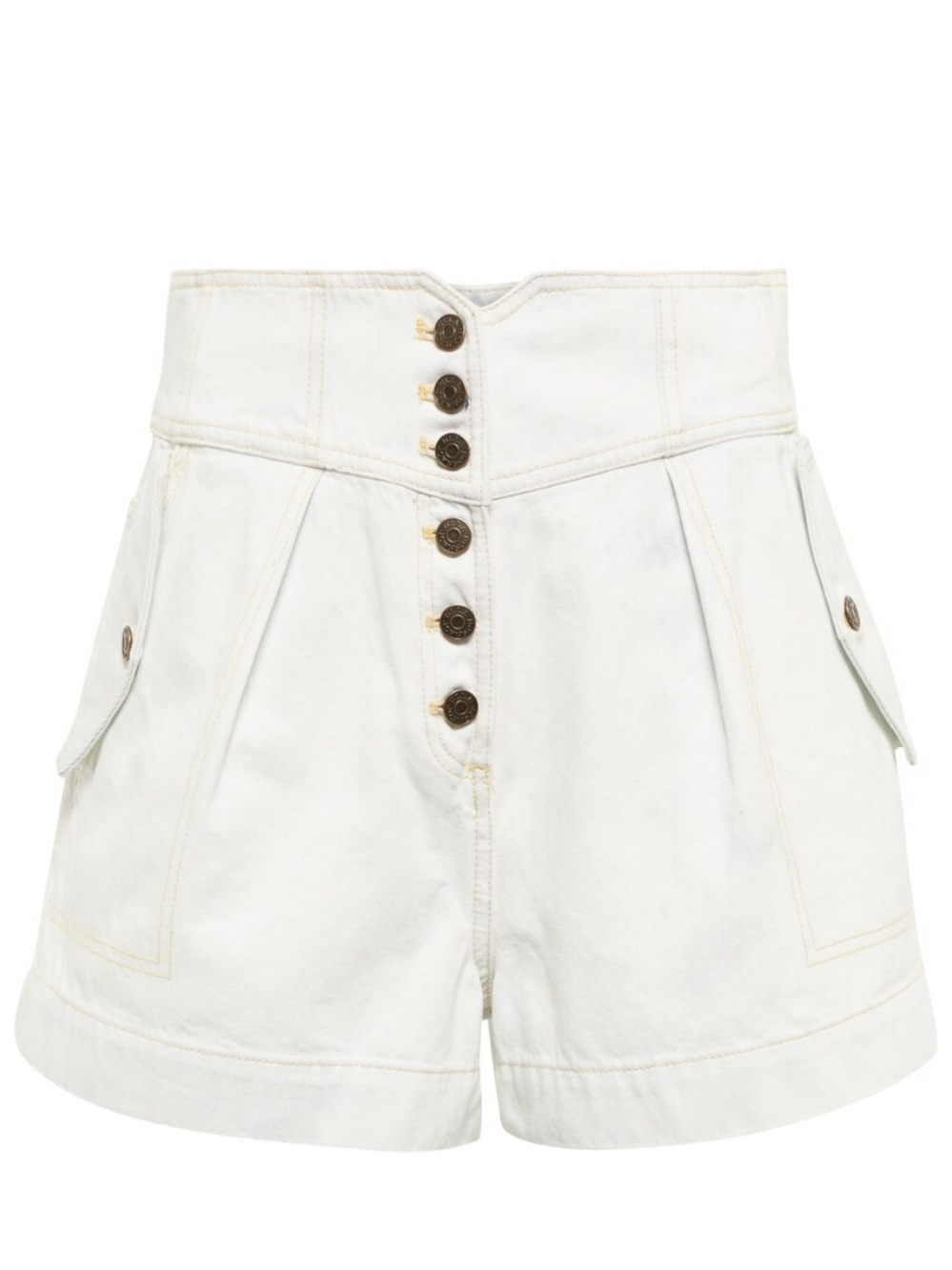 Ulla Johnson High-Waist White Button-Front Shorts